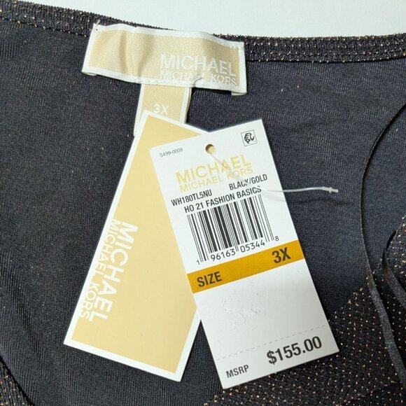 Michael Kors Metallic Tiered Dress NWT Size 3X Glam NYE Party Black Gold - Picture 4 of 9